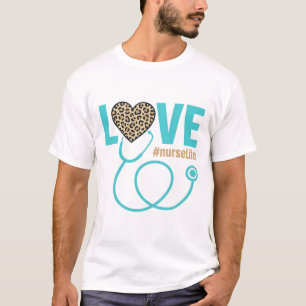Nurse Love Leopard Stethoscope Vector Design_1 T-Shirt