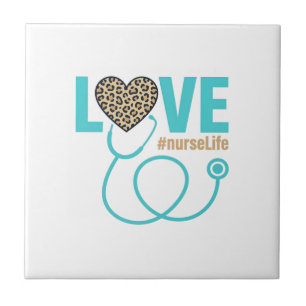 Nurse Love Leopard Stethoscope Vector Design_1 Tile
