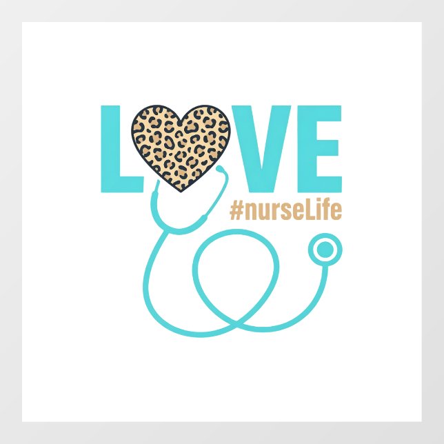 Nurse Love Leopard Stethoscope Vector Design_1 Window Cling (Sheet)