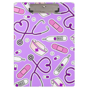 Nurse Love Pattern Purple Clipboard
