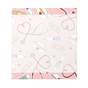 Nurse Love Print Pink Background Notepad