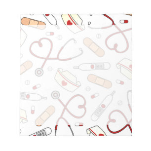 Nurse Love Print White Background Notepad