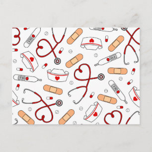 Nurse Love Print White Background Postcard