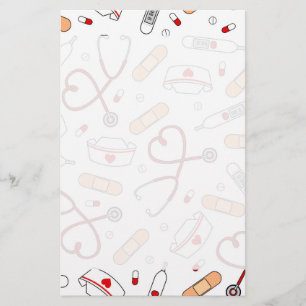 Nurse Love Print White Background Stationery