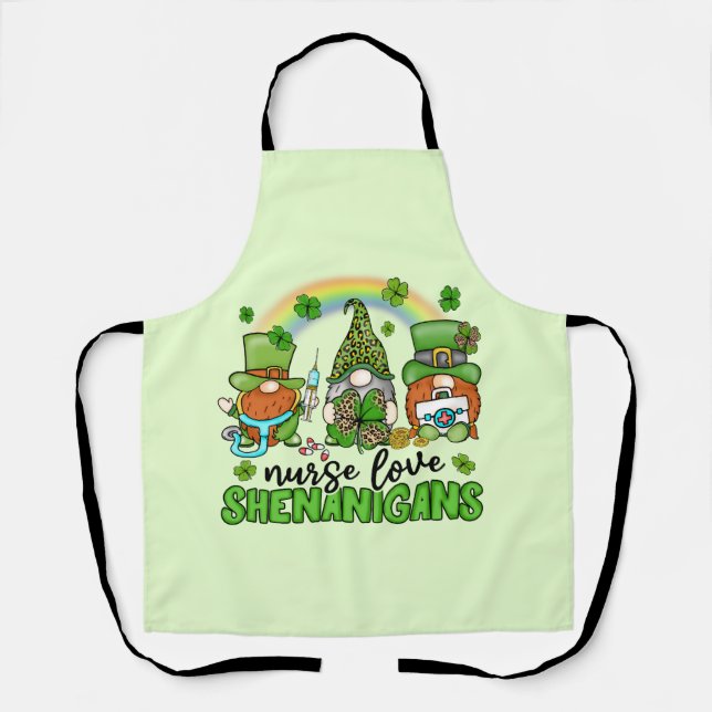 Nurse Love Shenanigans St. Patrick's Apron (Front)
