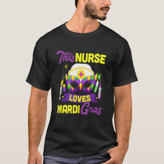 Nurse Mardi Gras Leopard Festival Party Apparel T-Shirt