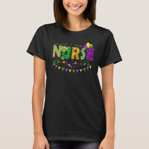 Nurse Mardi Gras Leopard New Orleans Carnival Funn T-Shirt