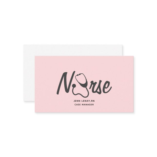 Nurse Medical Blush Pink Stethoscope Business Card (Front/Back In Situ)