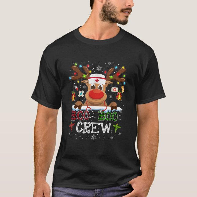 Nurse Medical Boo Boo Crew Christmas Funny T-Shirt (Front)