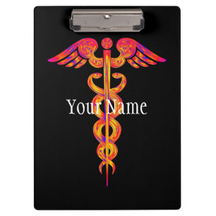 Nurse Medical Caduceus Colourful Personalised Clipboard