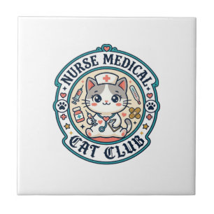 Nurse Medical Cat Funny Cat Lover Design - Nurse M Tile