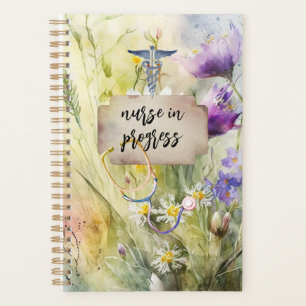 Nurse Medical Daisy Purple Floral Healthcare Gift Planner
