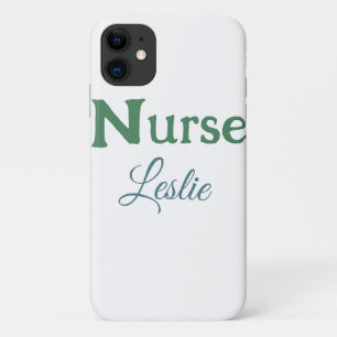 Nurse medical doctor add name text green blue sipl iPhone 11 case