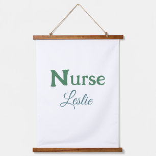 Nurse medical doctor add name text green blue sipl hanging tapestry