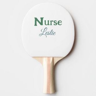Nurse medical doctor add name text green blue sipl ping pong paddle
