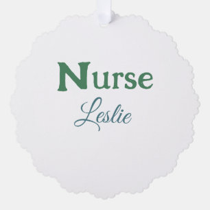 Nurse medical doctor add name text green blue sipl tree decoration card