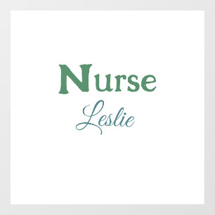Nurse medical doctor add name text green blue sipl window cling