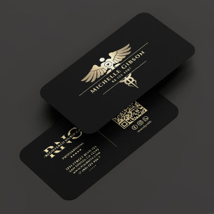 Nurse Medical Doctor Caduceus Elegant Black Gold Business Card