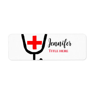 Nurse medical doctor red plus stethoscope add name