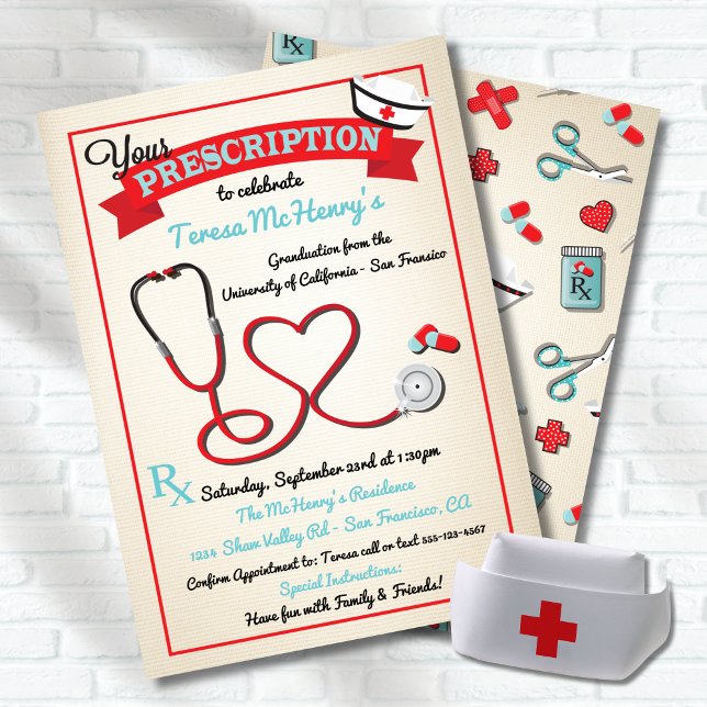 Nurse Medical Graduation Heart Stethoscope Invite (Creator Uploaded)