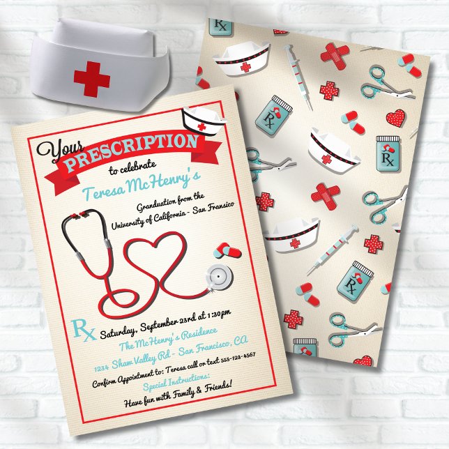 Nurse Medical Graduation Heart Stethoscope Invite (Creator Uploaded)