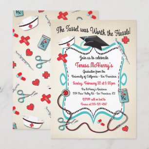 Nurse Medical Graduation Invitation with icons