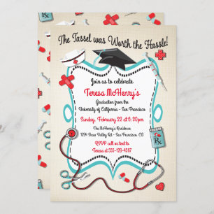 Nurse Medical Graduation Invitation with icons