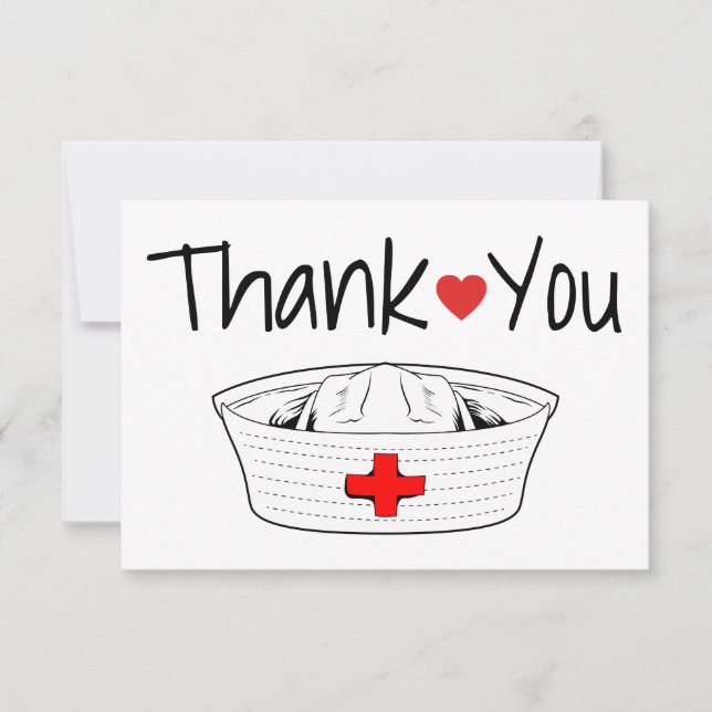 Nurse Medical Heart Stethoscope Nursing Hospital Thank You Card (Front)