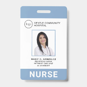 Nurse Medical Light Blue Hospital Logo Photo ID Badge