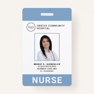 Nurse Medical Light Blue Hospital Logo Photo ID ID Badge