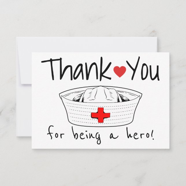 Nurse Medical Nursing Hat Health Care Professional Thank You Card (Front)