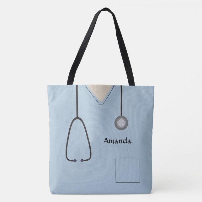 Nurse Medical Scrubs Light Blue AOPLT Tote Bag (Front)