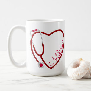 Nurse Medical Stethoscope Heart Red Fun Coffee Mug