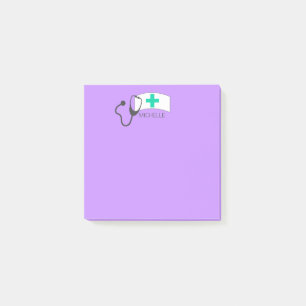 Nurse Medical Stethoscope Nurses Hat Pastel Purple Post-it Notes