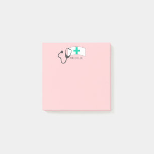 Nurse Medical Stethoscope Nurses Hat Pink Office Post-it Notes