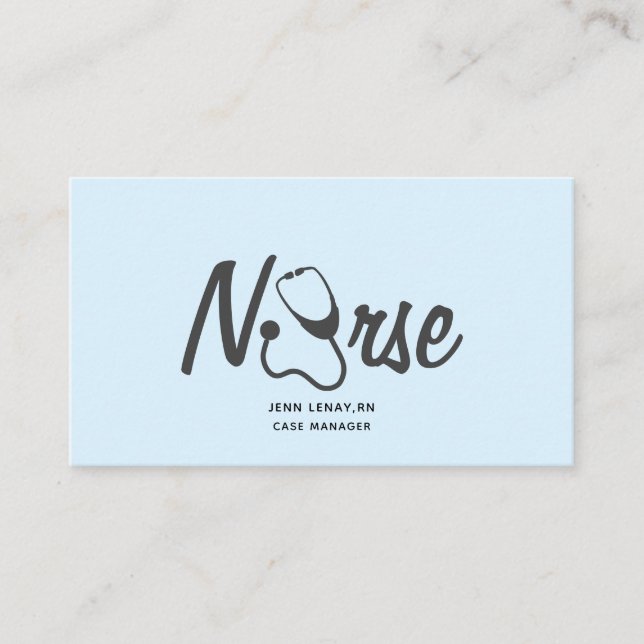 Nurse Medical Stethoscope Teal Grey Professional Business Card (Front)