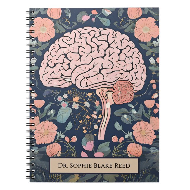Nurse & Medical Student Custom Name Floral Boho Notebook (Front)