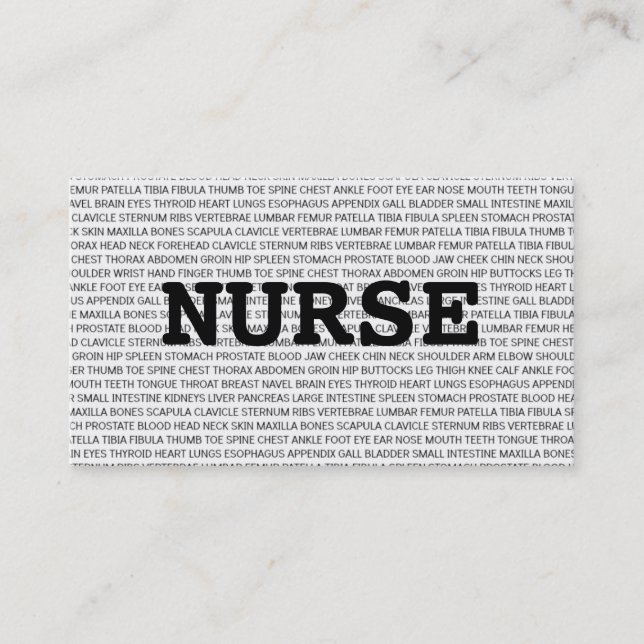 Nurse Medical Words Business Card (Front)