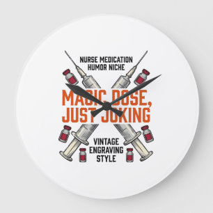 Nurse Medication Humour Witchy Dose Vintage Shirt_ Large Clock