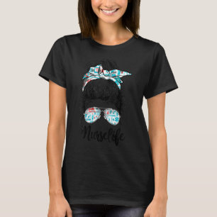 Nurse Messy Bun Nursing Life Rn Lpn Cna Healthcare T-Shirt