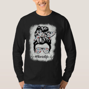 Nurse Messy Bun Nursing Life Rn Lpn Cna Healthcare T-Shirt