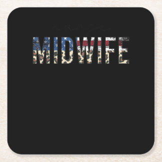 Nurse Midwife American Nurse Square Paper Coaster