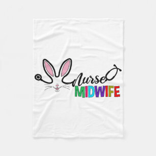 Nurse Midwife Bunny Easter Stethoscope Nursing Rab Fleece Blanket