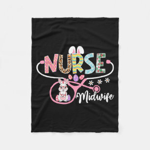 Nurse Midwife Easter Bunny Egg Stethoscope Nursing Fleece Blanket