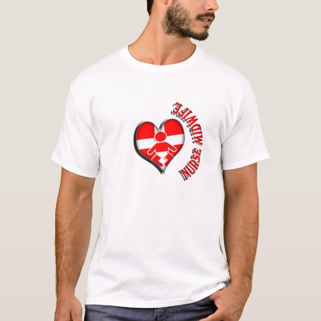 NURSE MIDWIFE HEART MEDICAL SYMBOL T-Shirt (Front)