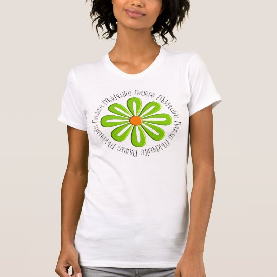 Nurse Midwife T-Shirts Retro Green Flower