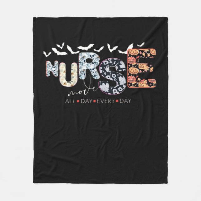 Nurse Mode All Day Every Day Halloween Design Clas Fleece Blanket (Front)