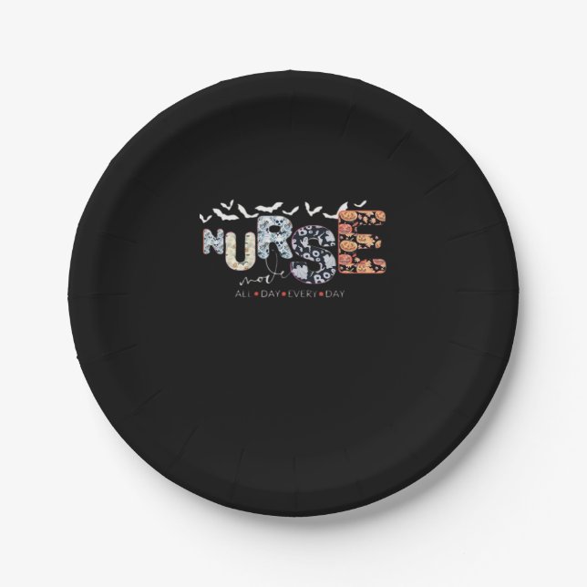Nurse Mode All Day Every Day Halloween Design Clas Paper Plate (Front)