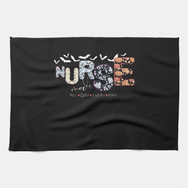 Nurse Mode All Day Every Day Halloween Design Clas Tea Towel (Horizontal)