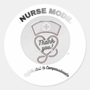 Nurse Mode Thank You Heart Stethoscope Design Classic Round Sticker